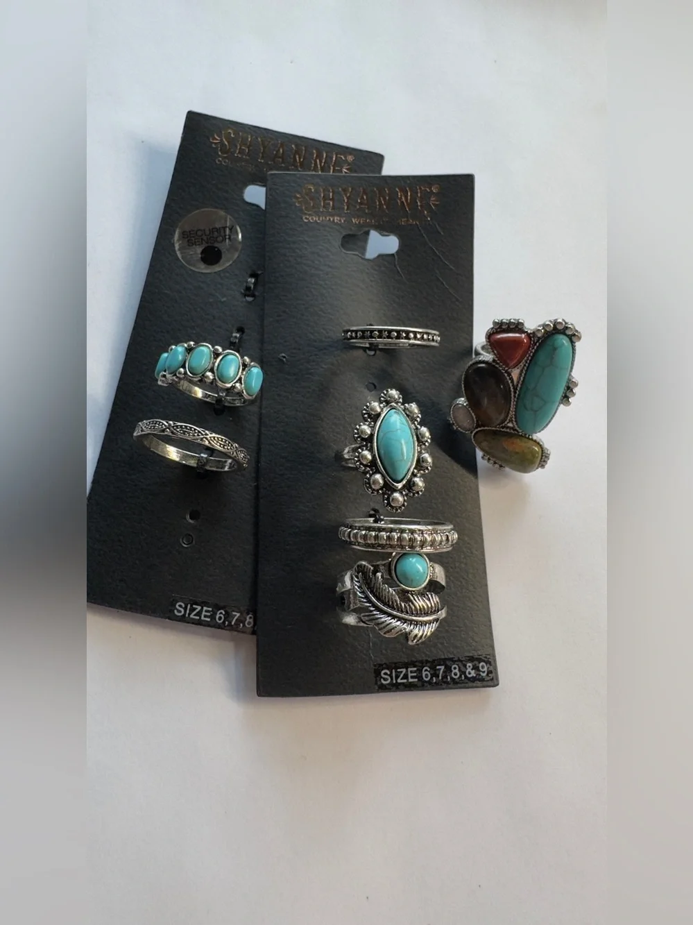 Shyanne Turquoise and Multi-Stone Silver-Tone Ring Set